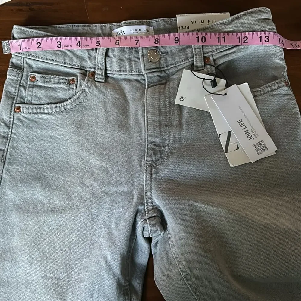 Zara Girls slim fit light gray color Sz 13-14 pants